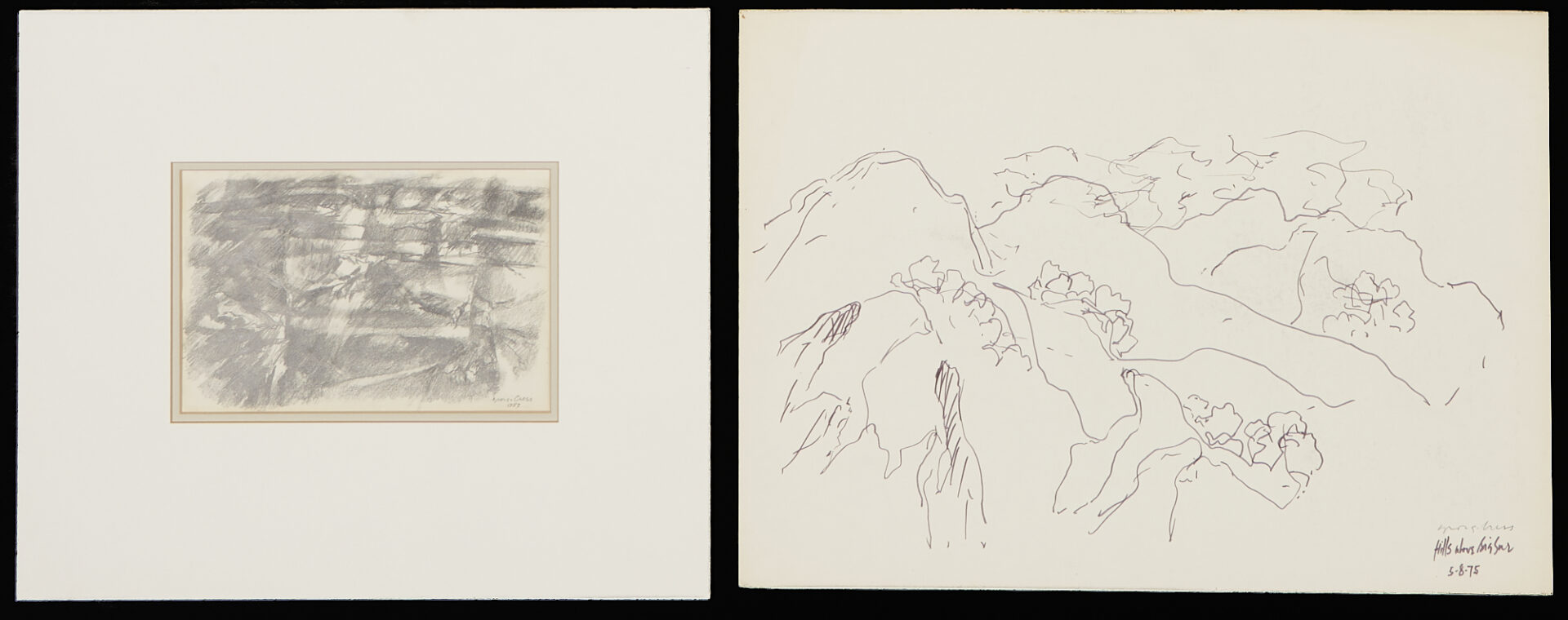 Lot 862: 8 George Cress Matted Charcoal Drawings incl. Landscapes