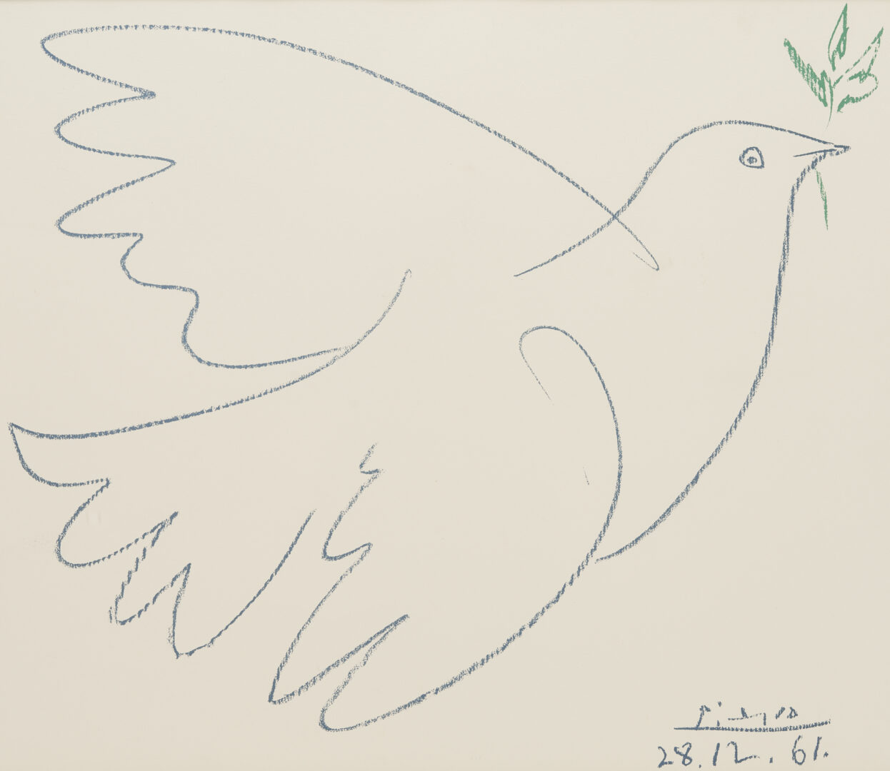 Lot 867: Two Pablo Picasso Framed Lithographs, Blue Dove & Bouquet of Peace