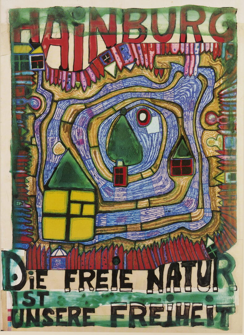 Lot 869: Friedensreich Hundertwasser Poster, Hainburg – Die Freie Natur Ist Unsere Freiheit