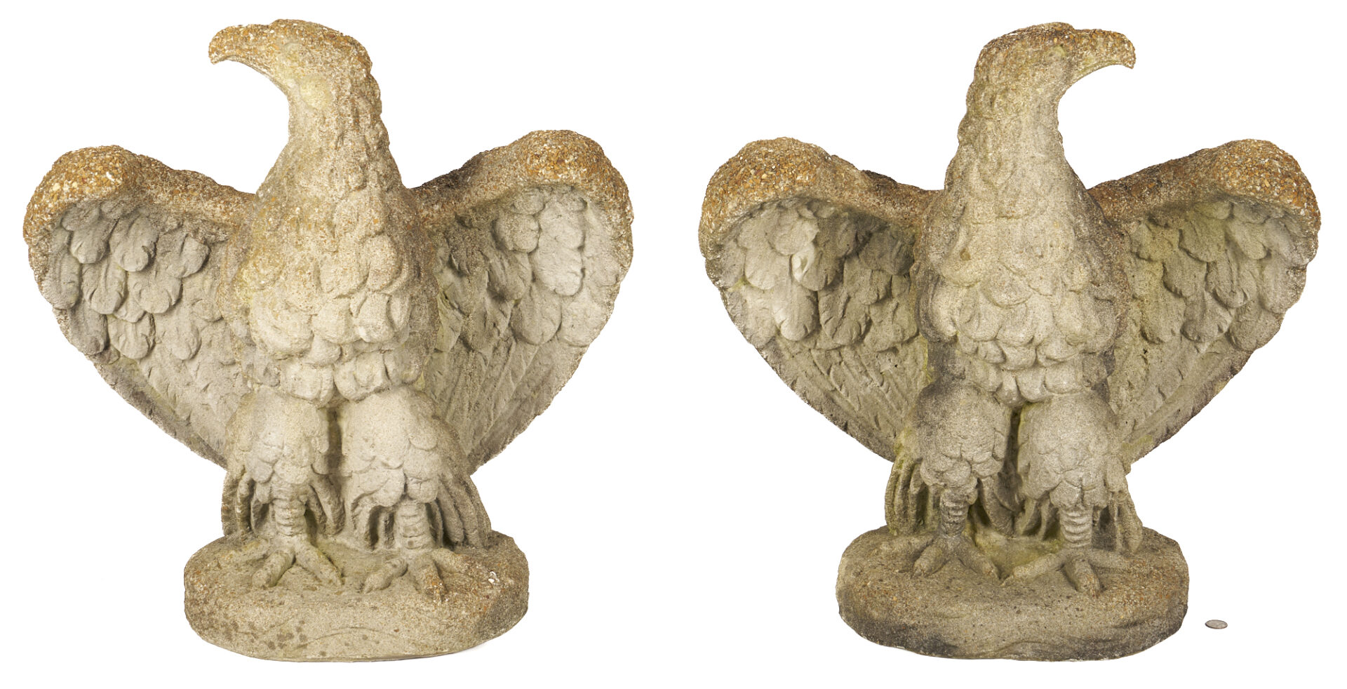 Lot 87: Pair Cast Stone Garden Eagle Sculptures