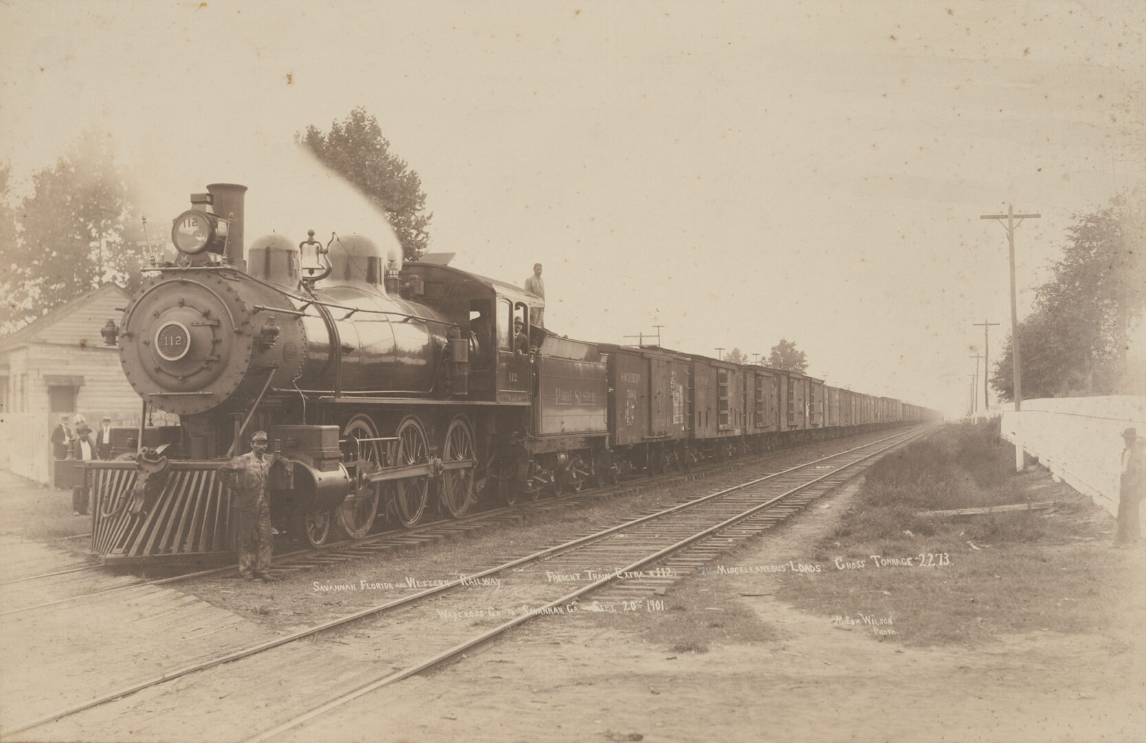 Lot 880: Early photograph of Savannah, Florida & Western Railway Train