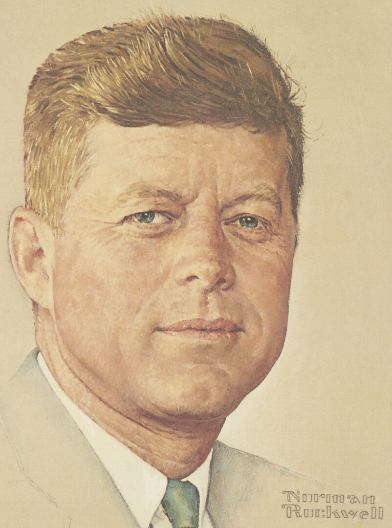 Lot 881: Norman Rockwell Signed John F. Kennedy Portrait, 1976