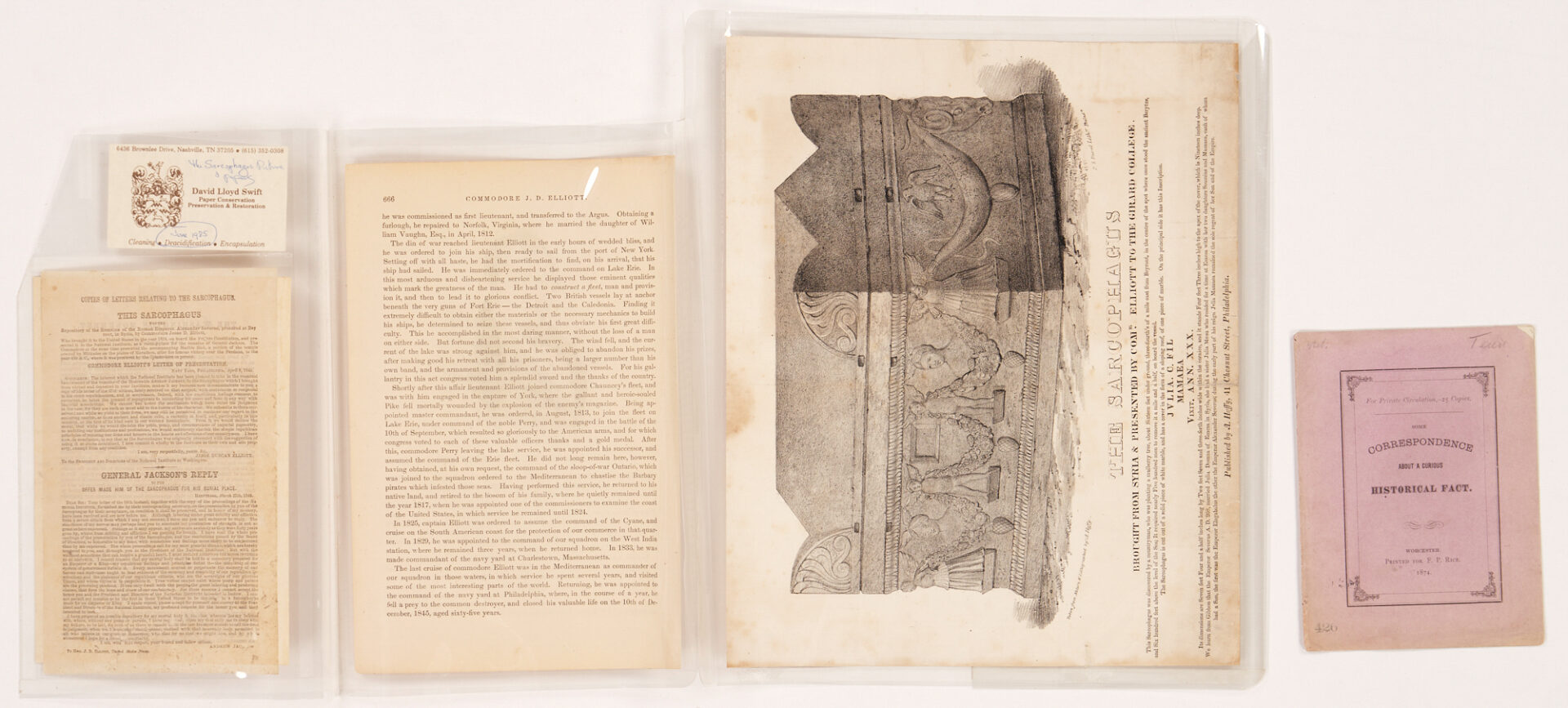 Lot 882: Cdre. Jesse D. Elliott ALS plus Andrew Jackson related Sarcophagus Print