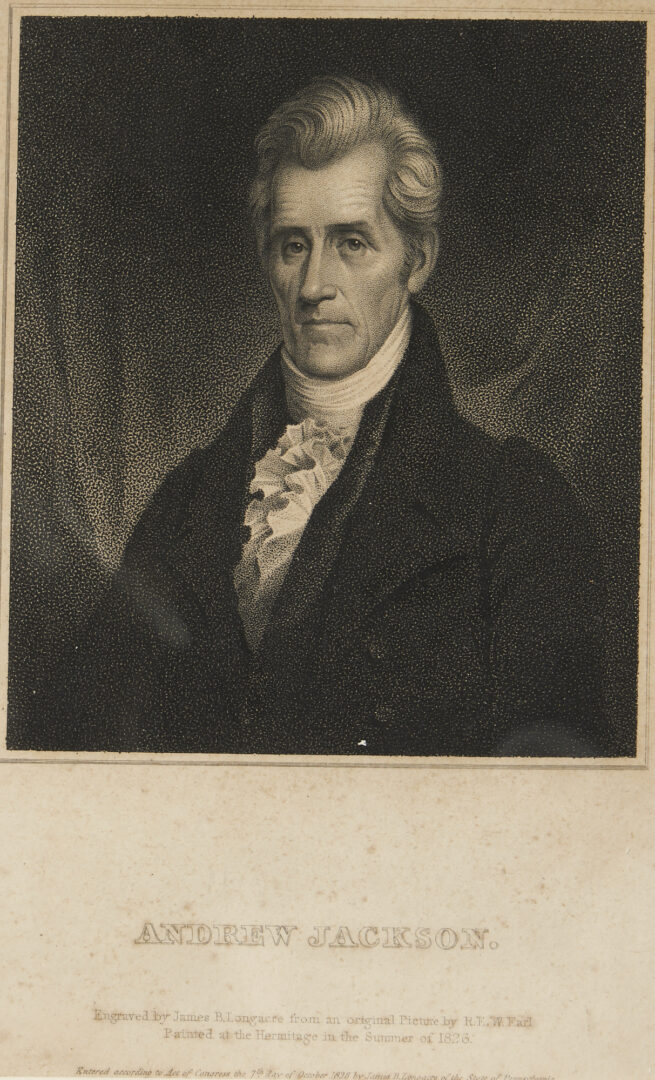 Lot 883: Collection of 24 Andrew Jackson Portrait Prints and Related Ephemera