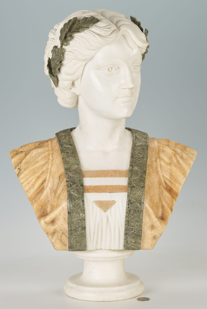 Lot 88: Renaissance Style Female Bust, Marble & Hardstone
