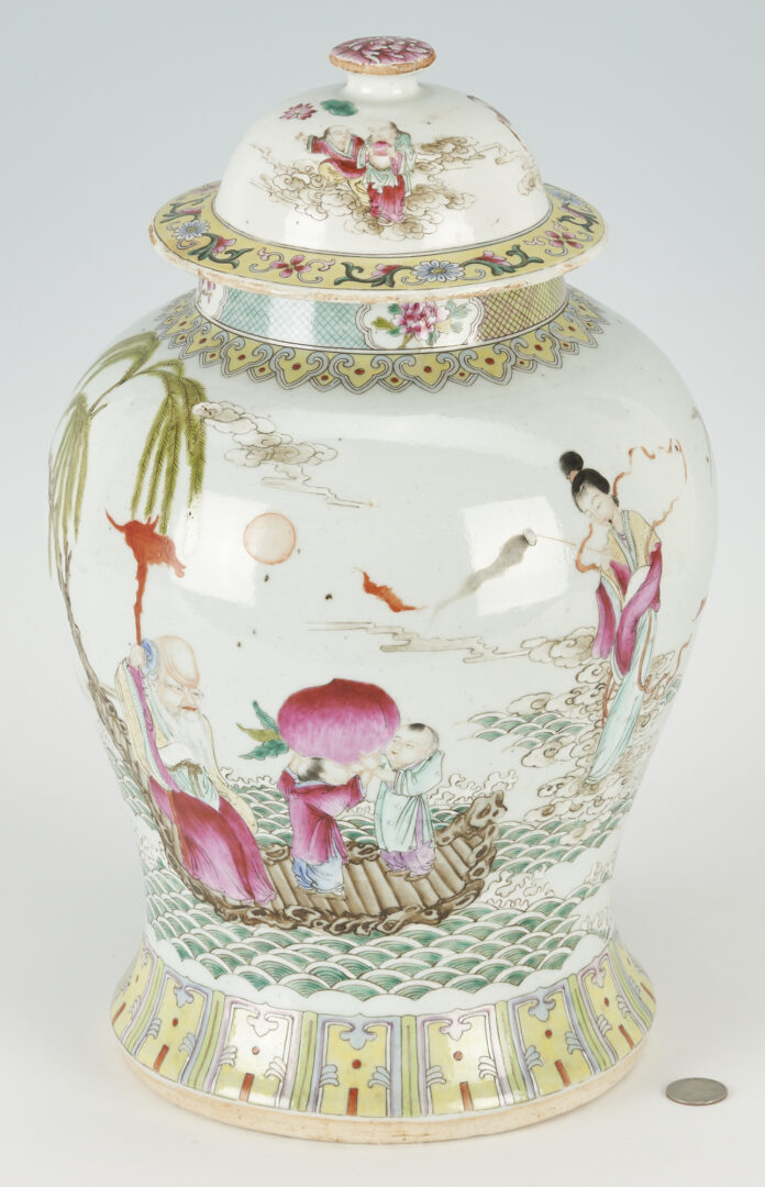 Lot 8: Large Chinese Famille Rose Lidded Porcelain Jar