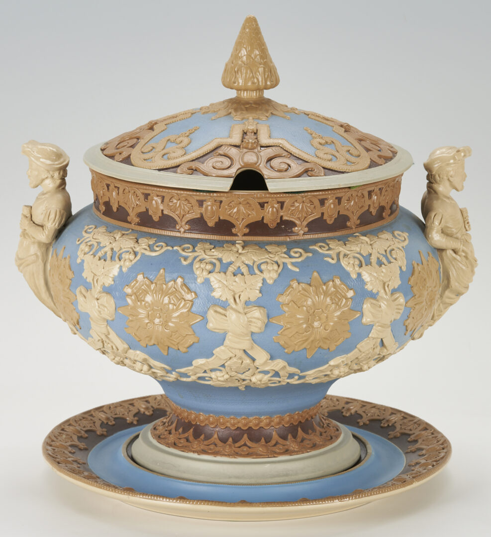 Lot 903: Amphora Vase & German Mettlach Punch Bowl w/ Stand
