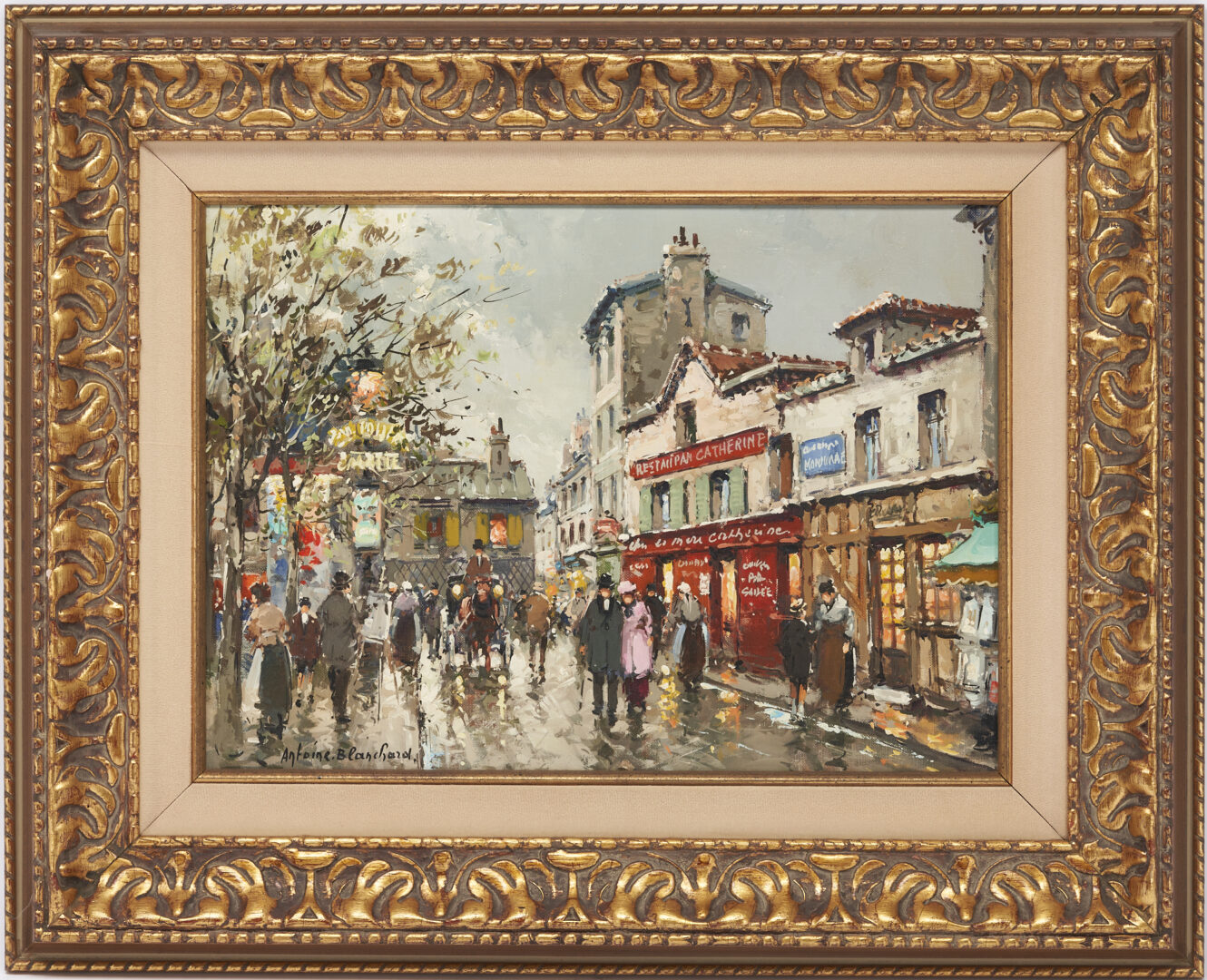 Lot 91: Antoine Blanchard O/C Paris Street Scene, Place Du Tertre a Montmartre