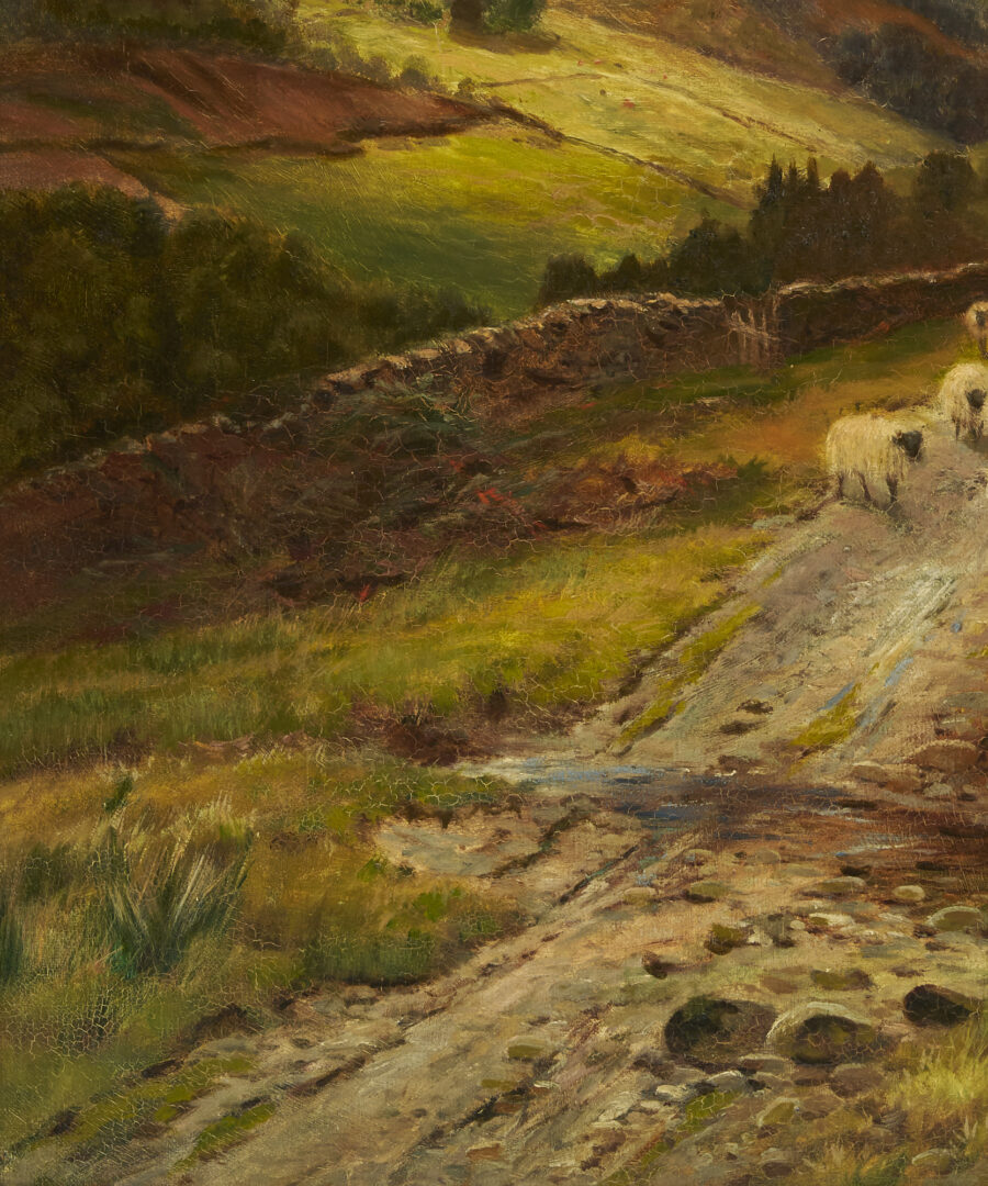 Lot 96: Louis Hurt Oil on Canvas Mountain Landscape w/ Sheep