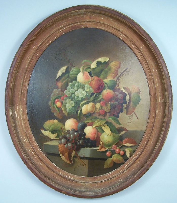 Lot 189: Charles Baum (American, 1812-1877) still life painting with fruit