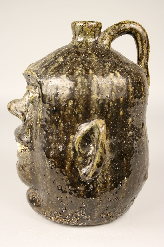 Lanier Meaders folk art face jug, rock teeth