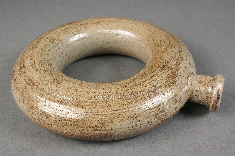 North Carolina stoneware ring jug, marked "W. H. Hancock"  (Randolph Co., NC 1845-1924)